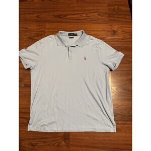 Polo Ralph Lauren Custom Slim Fit Polo Shirt Light Baby Blue XL Short Sleeve